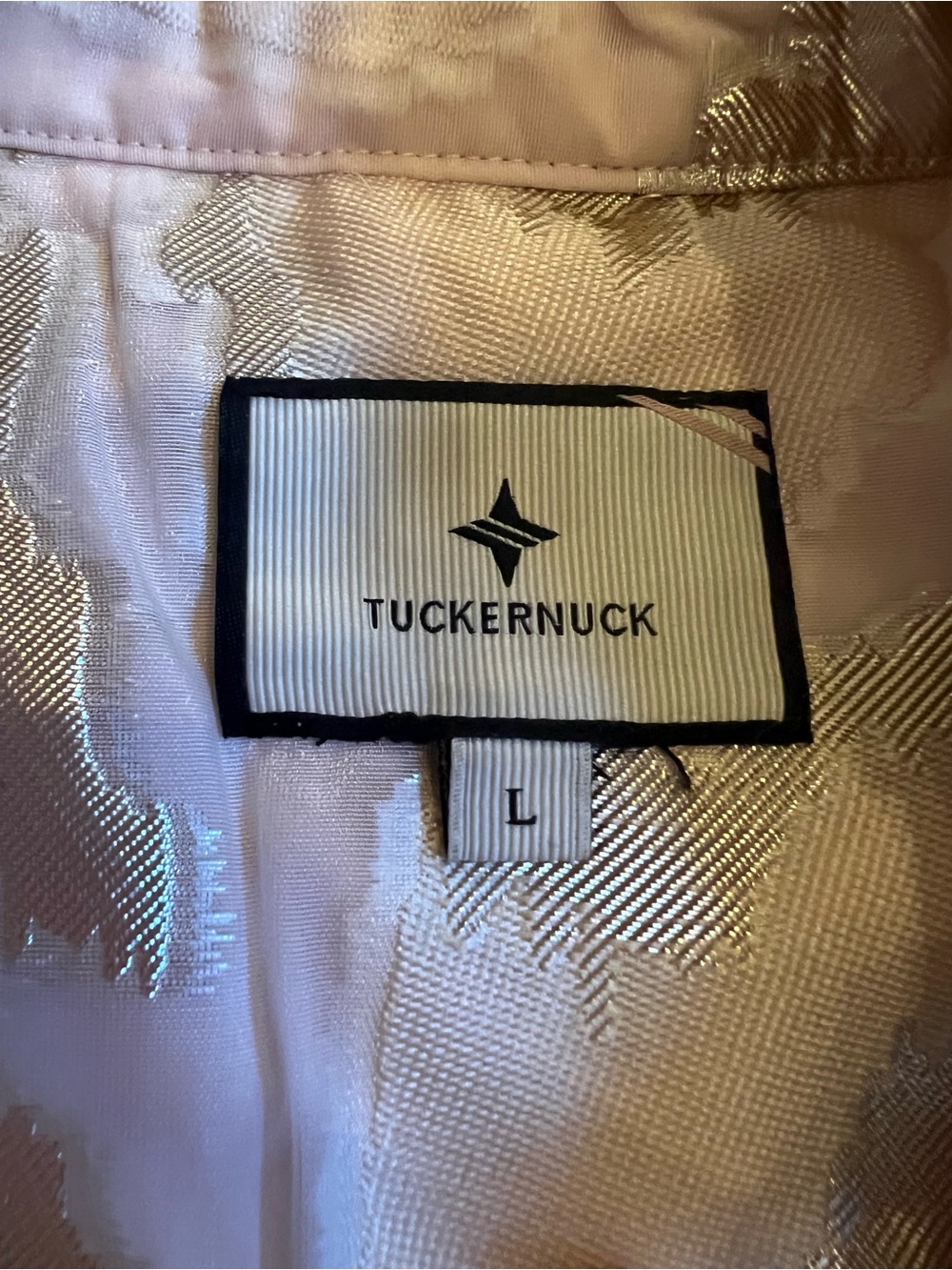 Tucker buck sz L Women’s cram gold Metallic Floral Satin Tunic Dress - Picture 5 of 14